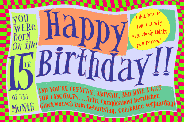 Numerology Birthday Card 15 - designed by Hans Decoz; you are responsible but keep your own counsel and make your own decisions. 