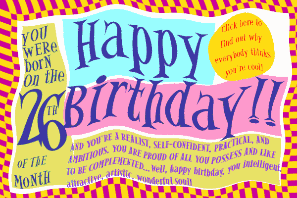 Numerology Birthday Card 26 designed by Hans Decoz; Your approach to business is original, creative and daring. 