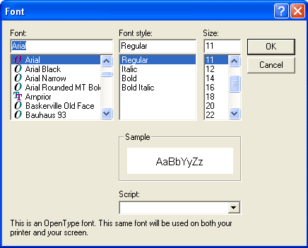 Choose different font settings for the numerology software.
