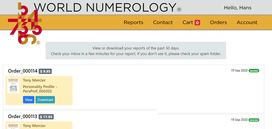 Numerology readings finished and ready for view or download.