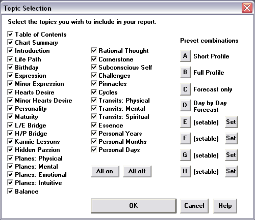 Personality Profile Chart